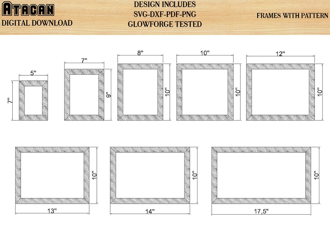 Rectangle Frames With Pattern Laser Svg Cut Files Square Frame - Etsy UK