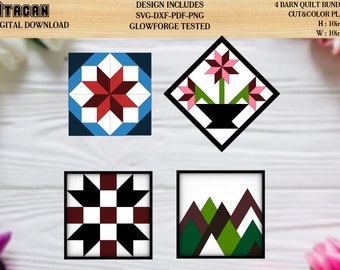 Barn Quilt Pattern SVG Bundle Archivos de corte láser para proyectos Glowforge con diseño inspirado en Navajo mini quilt wall art Aztec mini quilt 006