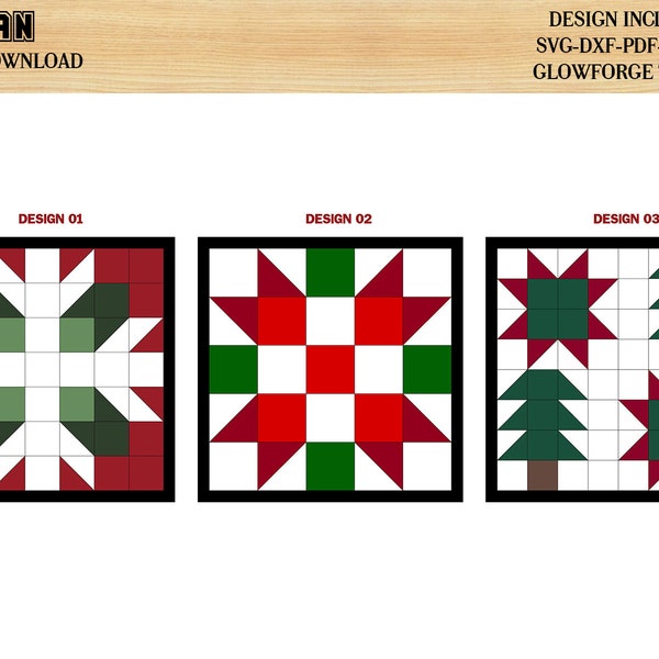 Christmas Barn Quilt Svg cut files / Noel Tree Quilt patterns / New Year Arrow Wall Art / Snowflake Quilt blocks