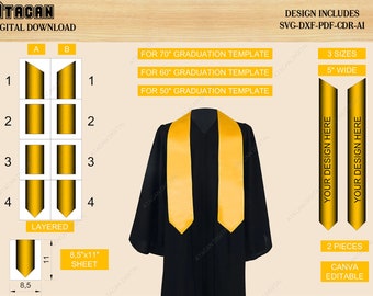 Customized Graduation Stole Template / Graduation Stole Sublimation / Custom Stole Template / Grad Stole Canva Editable SVG DXF CDR Ai 509