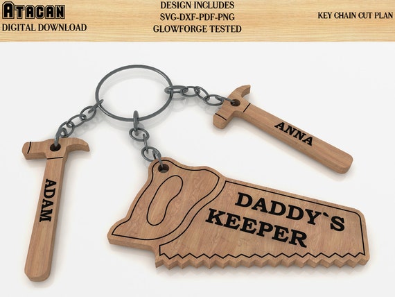 Download Fathers day Key chain Daddys keeper SAW HAMMER SVG laser cut | Etsy