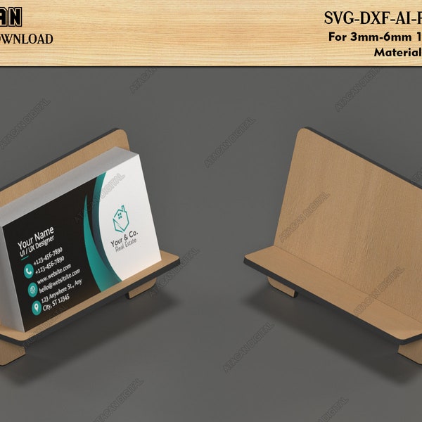 DIY Business Card Holder Display Stand - Laser Cut SVG Files - Customizable Design 530