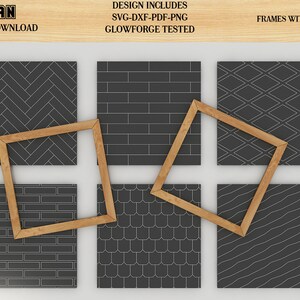 Patterns for Glowforge svg Herringbone Diamond Tile Brick Roof and Wood lines Pattern laser cut files 156 image 4