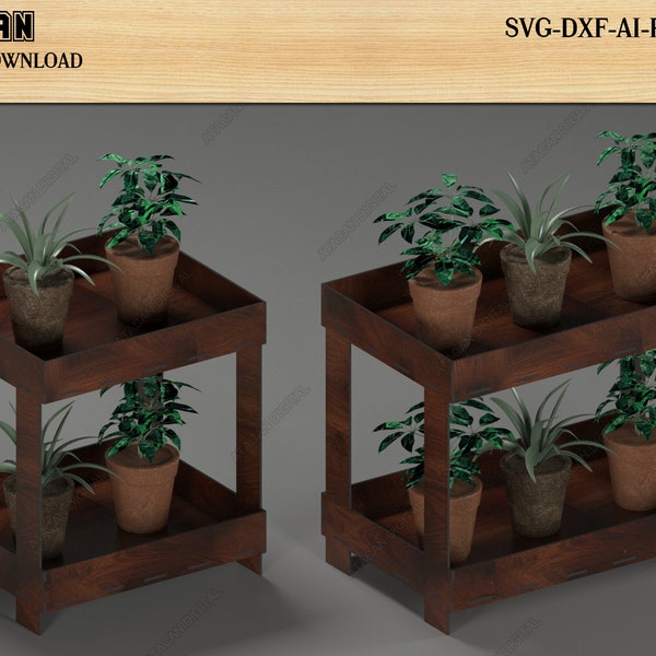 Indoor Plant Stand Laser Cutting Files - Versatile & Modern Wood Plant Shelf Design 543
