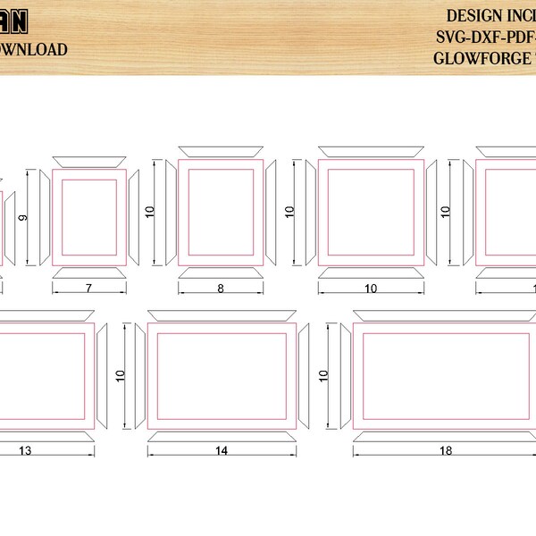 Rectangle Frames laser svg cut files square frame bundle Home Decor Svg dxf glowforge Digital Download 298