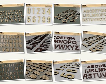 Wooden Letters and Numbers Set / Alphabet Wood Letter Design / Modern Door Numbers  SVG DXF CDR Ai 494