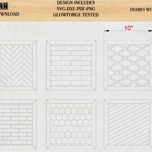 Patterns for Glowforge svg Herringbone Diamond Tile Brick Roof and Wood lines Pattern laser cut files 156 image 2