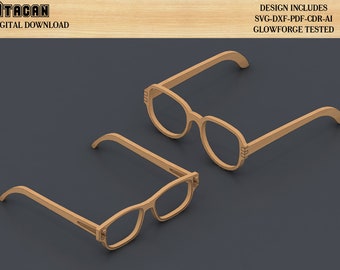 Eyeglass Laser cut files / Wooden MDF Glasses craft shape laser cut / Glowforge SVG file 324