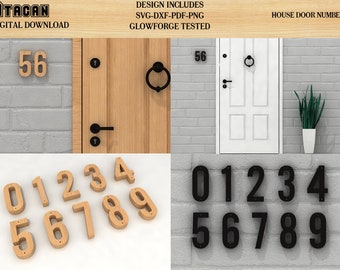 House Door Hole Numbers SVG Laser Cut vector files / Stencil Number / wood signs cutout shape 100