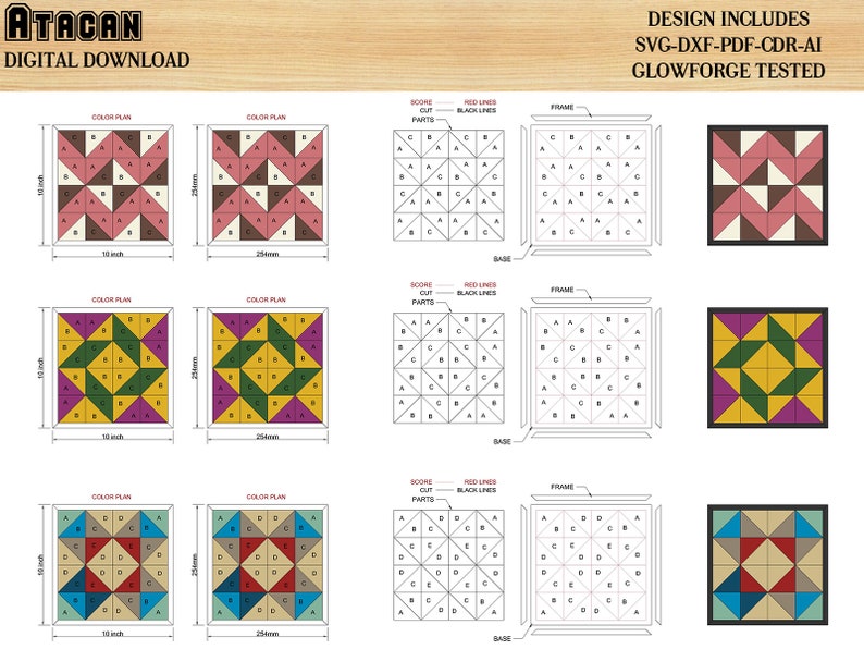 24 Barn Quilt Patterns SET / Quilts With Frame / Farmhouse - Etsy