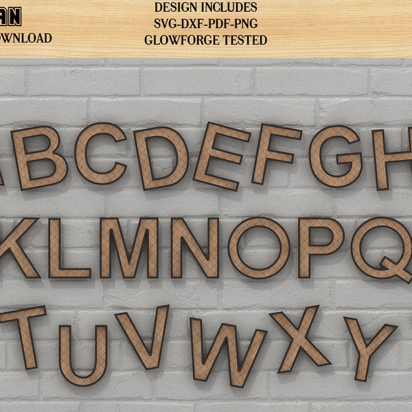 Alphabet Arial Font Wooden Letters SVG Laser Cut files With LAYERED Perfect for signs and craft use 090