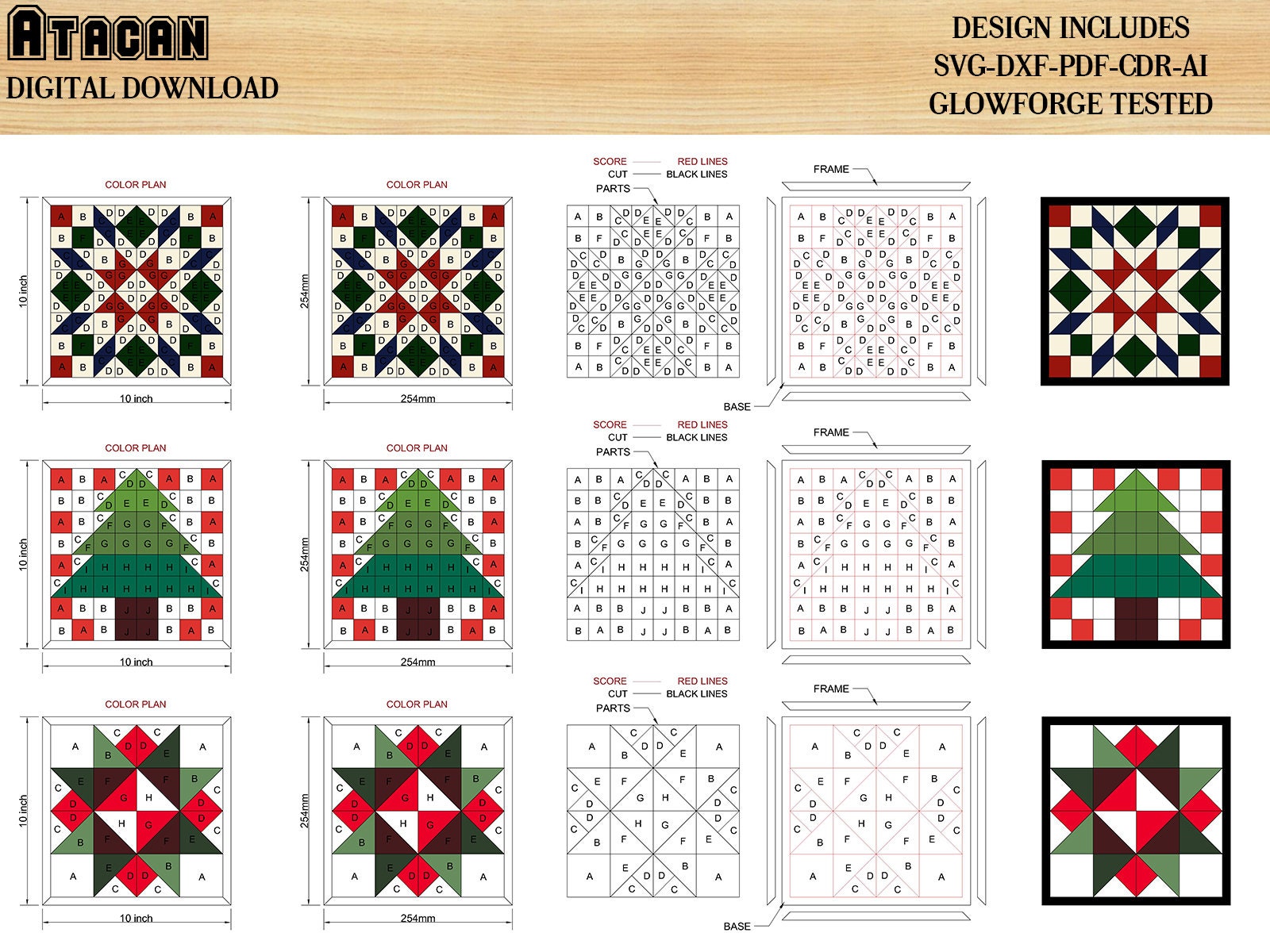 Christmas Themed Barn Quilt Complete Set / Noel Quilt Patterns - Etsy