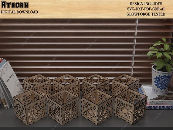 Cajas de madera ornamentales / Caja de bolígrafos de madera decorativa /  Descarga de vectores de corte láser SVG DXF Ai CDR 376 -  España