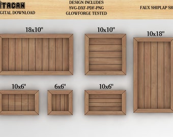 Faux Shiplap Sign Backers with Mitered Frames SVG for Glowforge with back Frame Template for Glowforge patterns Square Rectangle frame 024