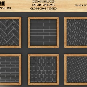 Patterns for Glowforge svg Herringbone Diamond Tile Brick Roof and Wood lines Pattern laser cut files 156 image 1