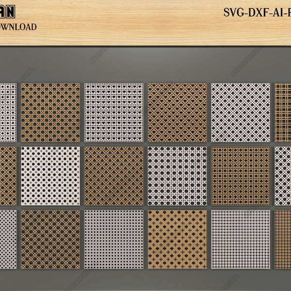 Rattan Cane Patterns - Seamless Weaving SVG cut Files - Webbing Wicker Laser Ready files 531