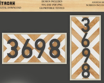 Address Sign Laser SVG Files Wood Quilt for Glowforge - Barn quilt SVG - Chevron, Aztec, Southwest, Arrow designs 169