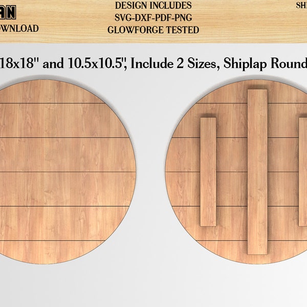 Faux shiplap Round svg pattern 18 inch and 10 inch Glowforge Cut Files Instant Download 015