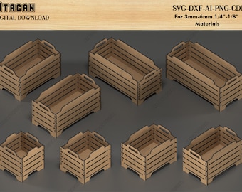 9 Stackable Storage Boxes - Modular Box Laser Cut SVG Files - Wooden Box Cut Plans 529