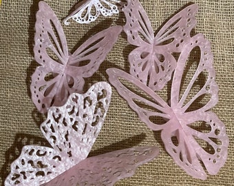 3D Acrylic Butterflies: Pink Pearl Farmhouse Tray Decor - Set of 5