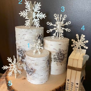 Snowflake Rustic Farmhouse 3-D Snowflake Set of 5 Painted or Unpainted DIY Tiered Tray Decor Wedding Decor Extra Large image 2