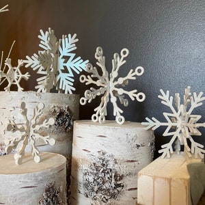 Snowflake Rustic Farmhouse 3-D Snowflake Set of 5 Painted or Unpainted DIY Tiered Tray Decor Wedding Decor Extra Large image 4