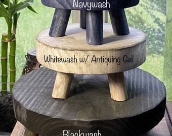Rustic Wood Stool: Farmhouse Decor Riser Plant Stand Berkey Stand