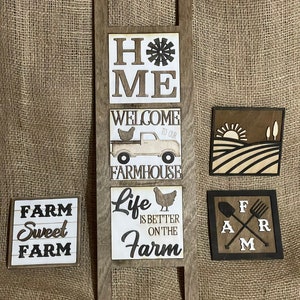 Farmhouse Tiered Tray Signs Fits Leaning Ladder Display Wooden Rustic Farmhouse Decor Painted or DIY Set or Individual Pieces