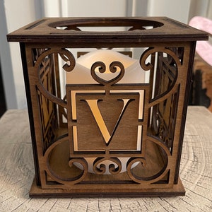 Rustic Farmhouse Wooden Initial Candleholder With or Without Candle For Flameless Candles