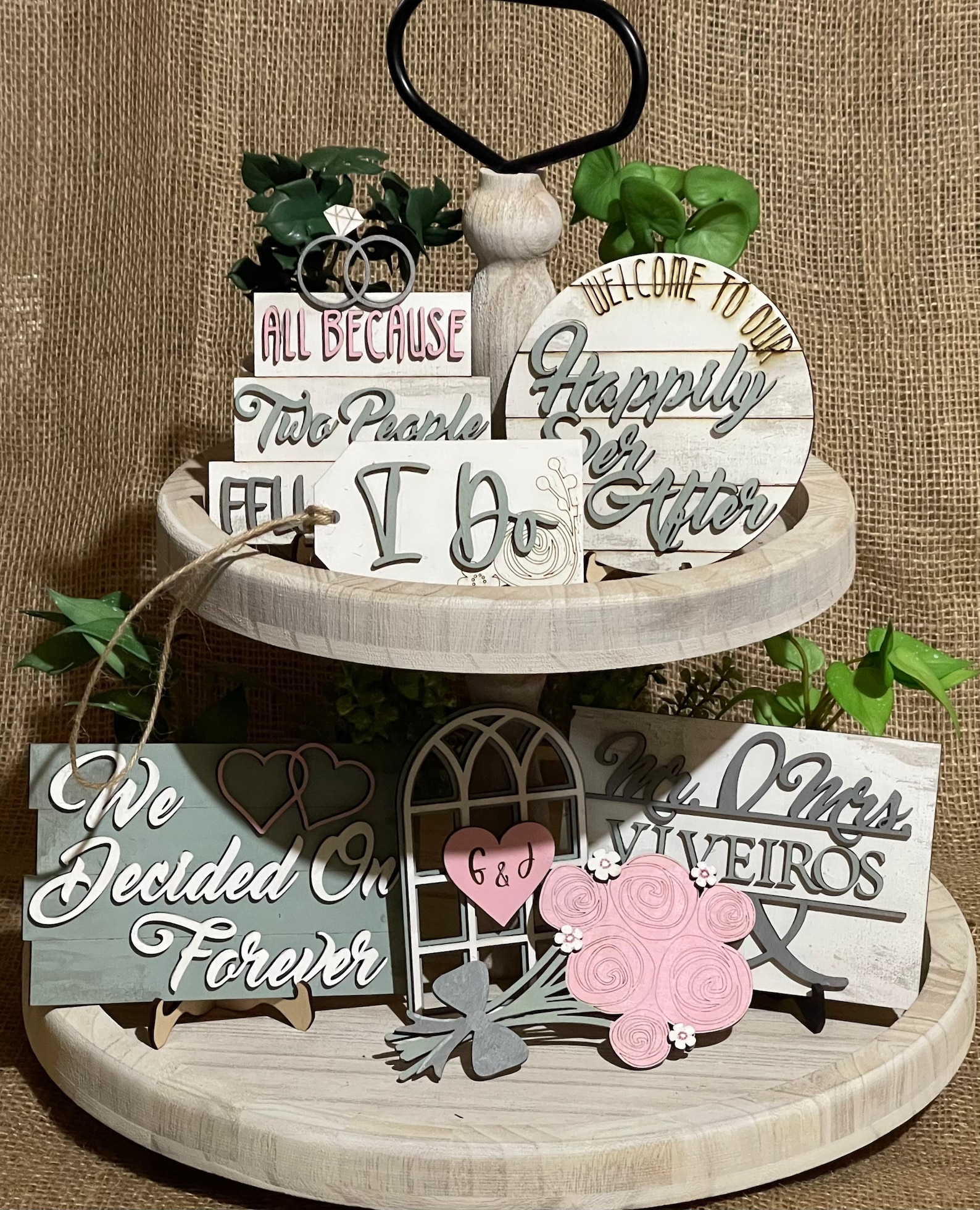 Wedding Tiered Tray Decor Newlywed Decor Farmhouse Decor Etsy