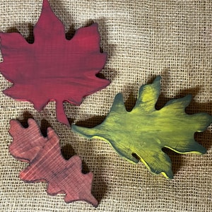 3D Autumn Leaves Solid Wood 3 PC Leaves Wooden Set