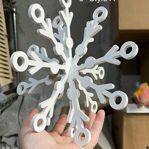 Snowflake Rustic Farmhouse 3-D Snowflake Set of 5 Painted or Unpainted DIY Tiered Tray Decor Wedding Decor Extra Large 9” Style A