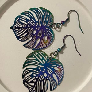 Multicolor Monstera Earrings