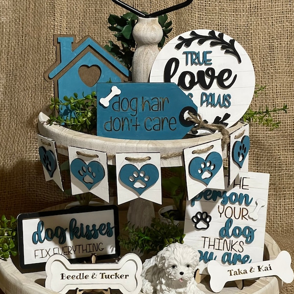 Dog Tiered Tray Decor Wooden Dog Lover Farmhouse Tray or Table Decor Painted or Unpainted DIY 7 PC Set or Individual Pieces