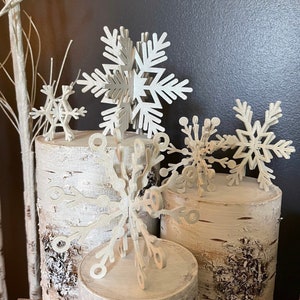 Snowflake Rustic Farmhouse 3-D Snowflake Set of 5 Painted or Unpainted DIY Tiered Tray Decor Wedding Decor Extra Large image 9