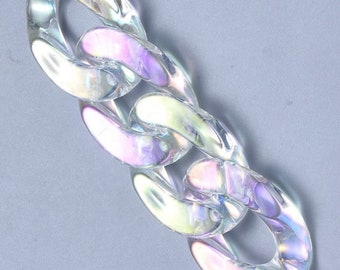 Iridescent Acrylic Chain Link Dangle Earrings: Aurora Borealis