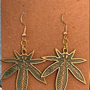 Marijuana earrings, Pot earrings,  Metal