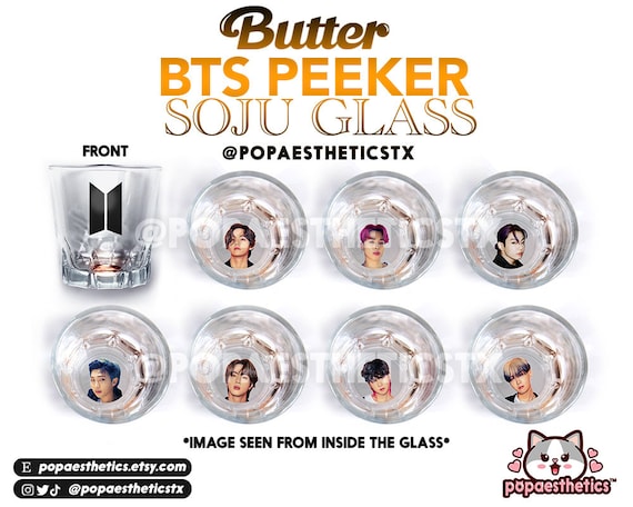 BTS Peeker Soju Glass RM Jin Suga J-hope Jimin V Jungkook Butter 