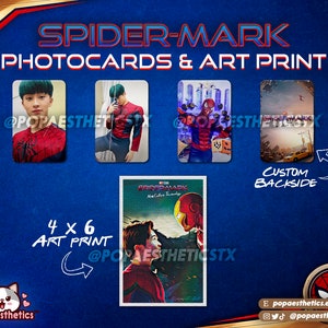 NCT Mark Lee as Spider-Man Photocard Bundle and 4x6 in. Art Print | Spider-Mark | Double Sided | Fanmade