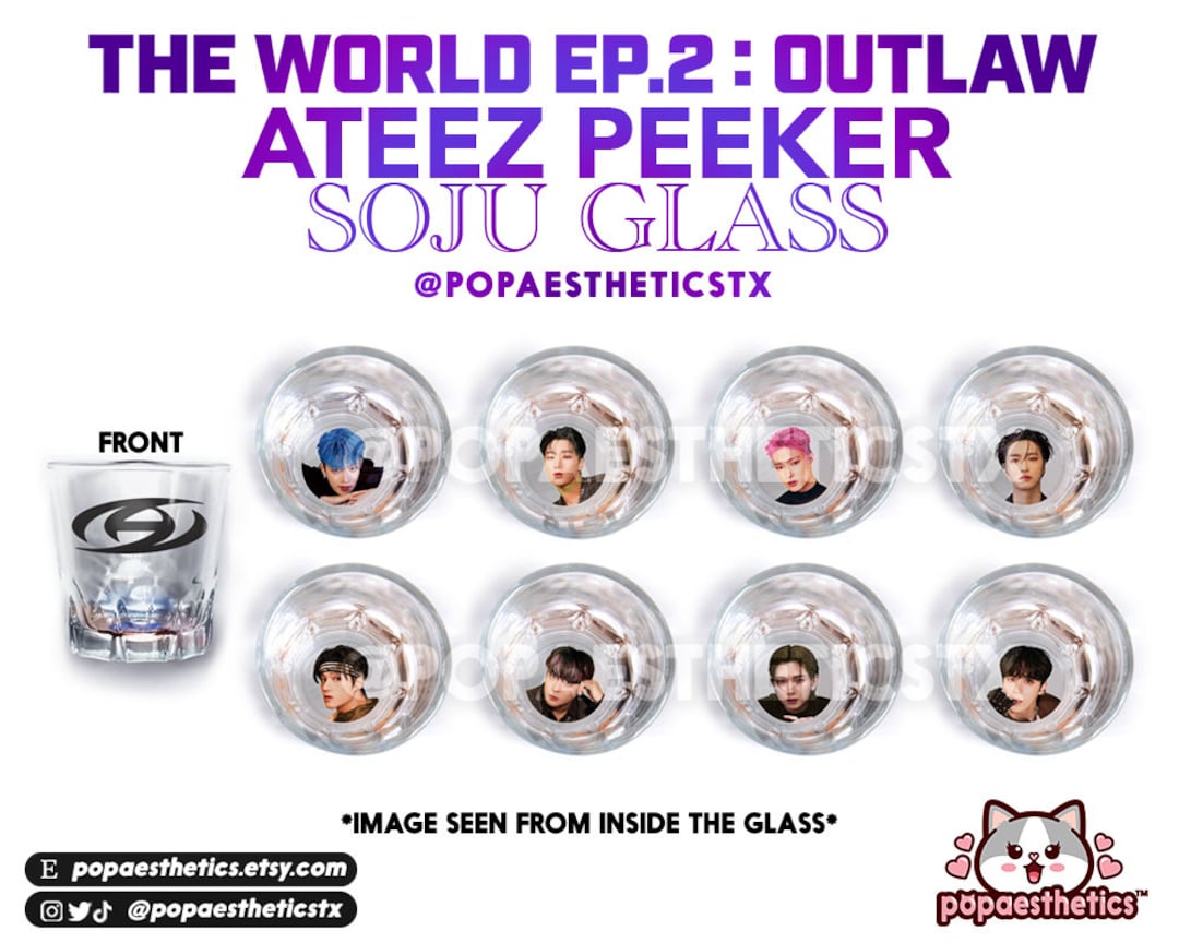 ATEEZ Bouncy Era Peeker Soju Glass| Hongjoong Seonghwa Yunho Yeosang  San Mingi Wooyoung Jongho Fanmade Ateez Shot Glass