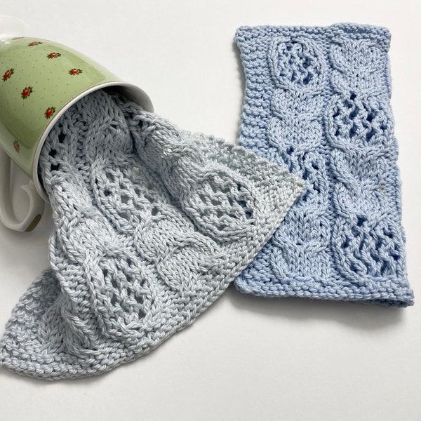 Cables and Lace Dishcloth - Knit Pattern Download