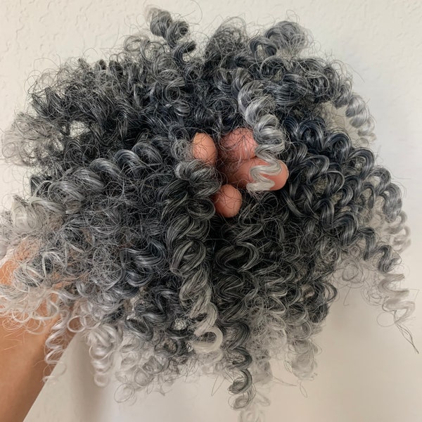 Curly Hair Product African American Hair Piece Wig Scrunchie Ponytail Extension Grey hair Salt and Pepper