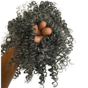 Curly Hair Scrunchie: Afro Wig Ponytail - 50% Grey Hair Piece