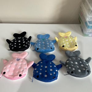 Carteira Kawaii com porta-moedas de tubarão-baleia fofo de 13 x 12 cm || carteira colorida