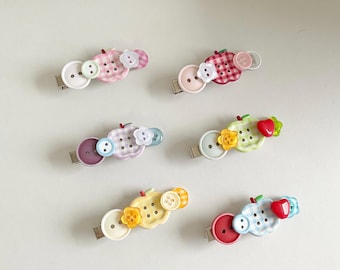 Handmade Pastel Button Hair Clip: Y2K Charm Snap Clip