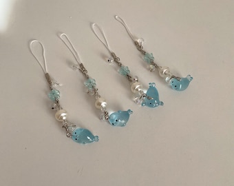 Handmade Blue Seal Phone Charm: Beaded Keychain