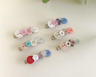 Handmade Pastel Button Hair Clip: Y2K Charm Snap Clip