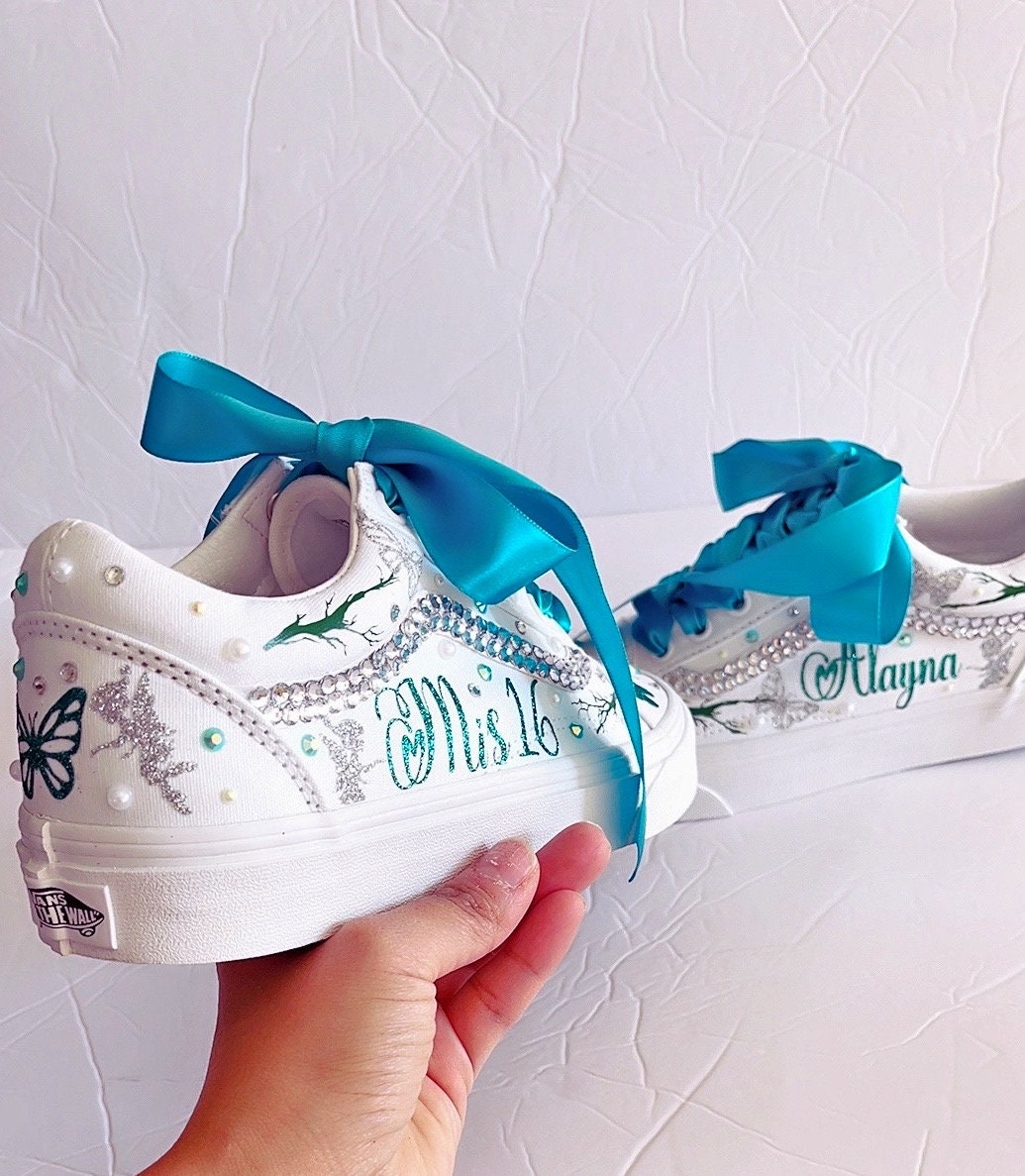 Quince era Sneaker Shoes Personalized With Name Vans Bling