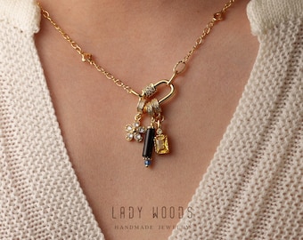Custom charm necklace-Bulid your own charm-Gold charm necklace-Crystal charm jewelry-Personalized necklace--Birthday gift-Gift for women