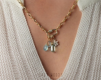 Custom charm necklace-Bulid your own charm-Gold charm necklace-Crystal charm jewelry-Personalized necklace--Birthday gift-Gift for women